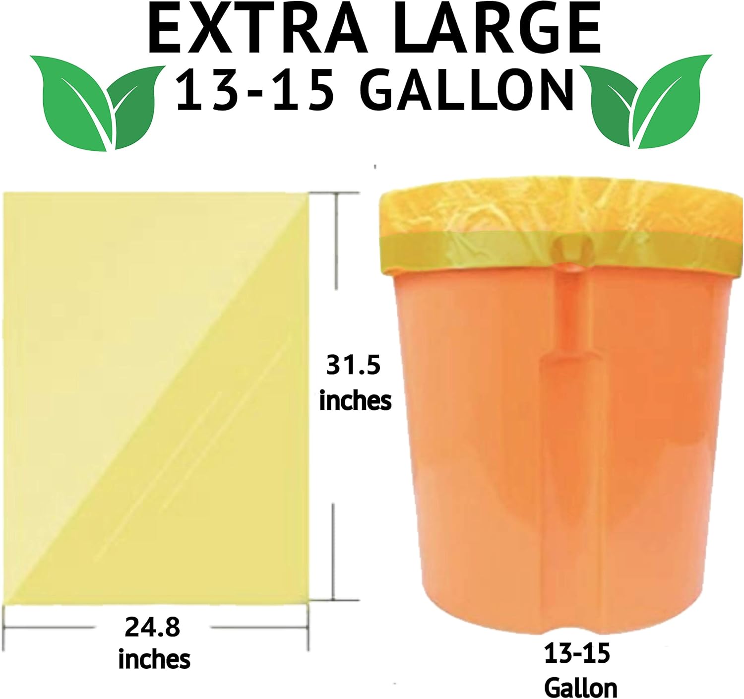 13 Gallon Biodegradable Trash Bags with Drawstrings, 75 Count Plant Based, Code Q Tall Kitchen Compost Bags 50 Liter Bin - Green Garbage Liners - 1.3 mil Thick Heavy Duty and Eco Friendly Trash Bags - Image 5