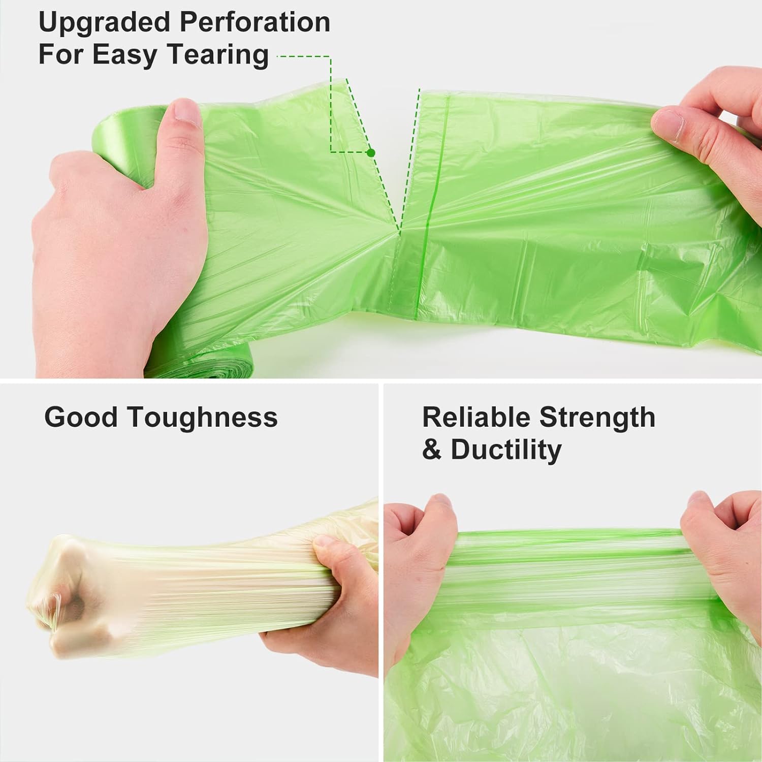Small Trash Bags 4-6 Gallon, Inwaysin 200 Count Biodegradable Trash Bags 4 Gallon, Extra Strong Small Garbage Bags Unscented, Size Expanded, Green, for Bathroom Bedroom Office Kitchen Trash Can - Image 4