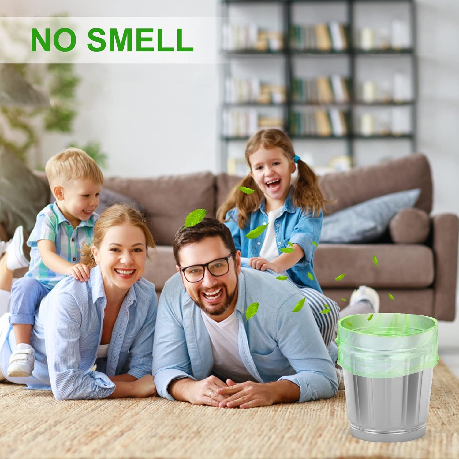 Small Trash Bags 4-6 Gallon, Inwaysin 200 Count Biodegradable Trash Bags 4 Gallon, Extra Strong Small Garbage Bags Unscented, Size Expanded, Green, for Bathroom Bedroom Office Kitchen Trash Can - Image 6