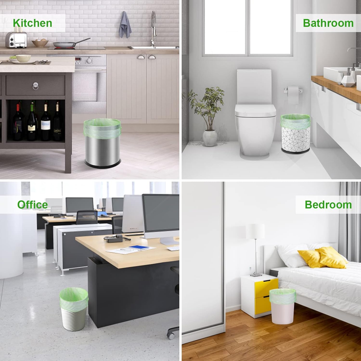 Small Trash Bags 4-6 Gallon, Inwaysin 200 Count Biodegradable Trash Bags 4 Gallon, Extra Strong Small Garbage Bags Unscented, Size Expanded, Green, for Bathroom Bedroom Office Kitchen Trash Can - Image 8