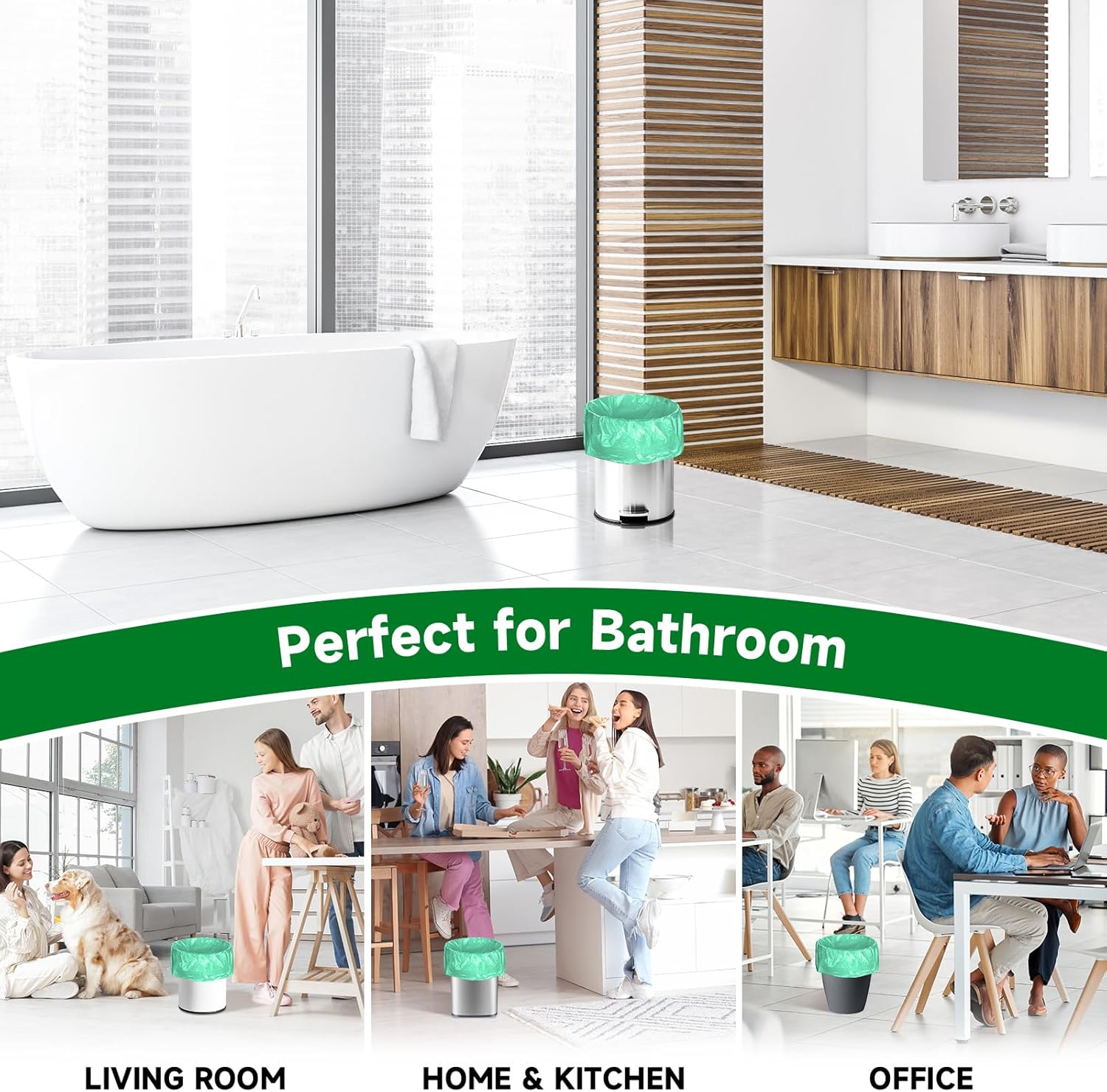 4 Gallon Small-Trash-Bag Unscented Bathroom Biodegradable - Mini Garbage Can Bags Green Compostable Kitchen Office Car Waste Basket Liners 100 count Tiny Strong Thick Chenyucheng - Image 7