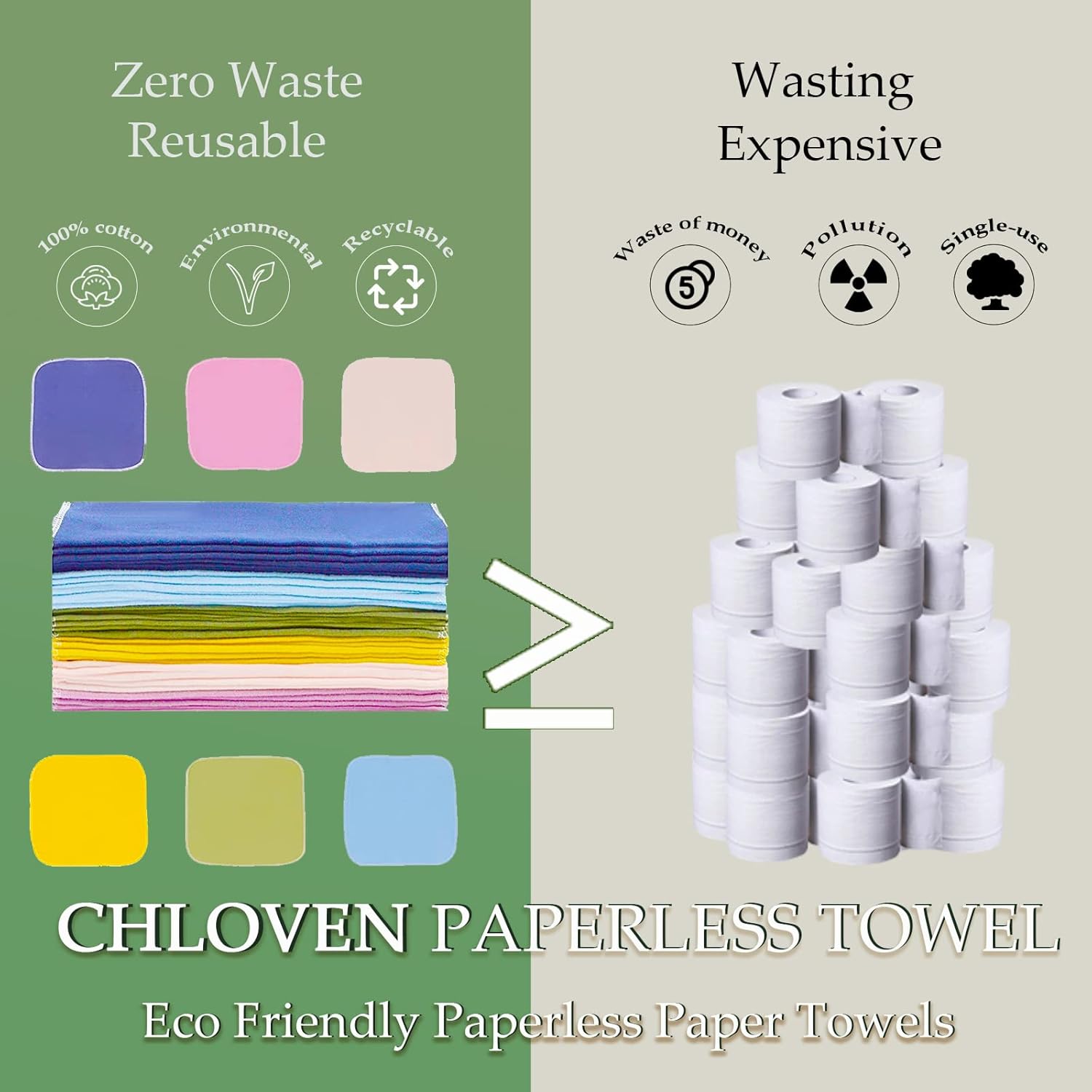 Reusable 100% Cotton Cloth Napkins - 30 Pack 10'' X 10'' Zero Waste Eco Friendly Paperless Towels, Solid color - Image 4