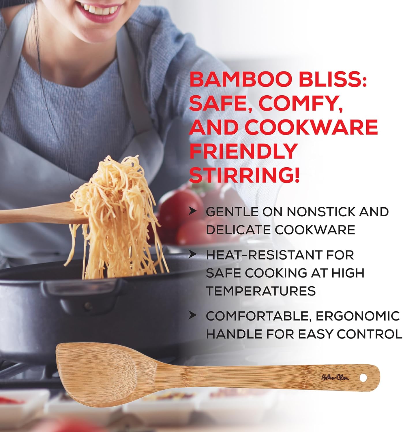 Helen’s Asian Kitchen Bamboo Stir Fry Spatula and Cooking Utensil, 13-Inch - Image 7