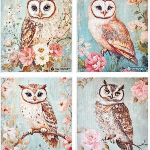 12 Pack German Swedish DishCloths, Paper Towels Alternative – Washable, Eco-Friendly Cellulose Sponge Dish Cloths, Reusable Cleaning Cloths – Kitchen Essentials – Vintage Owl