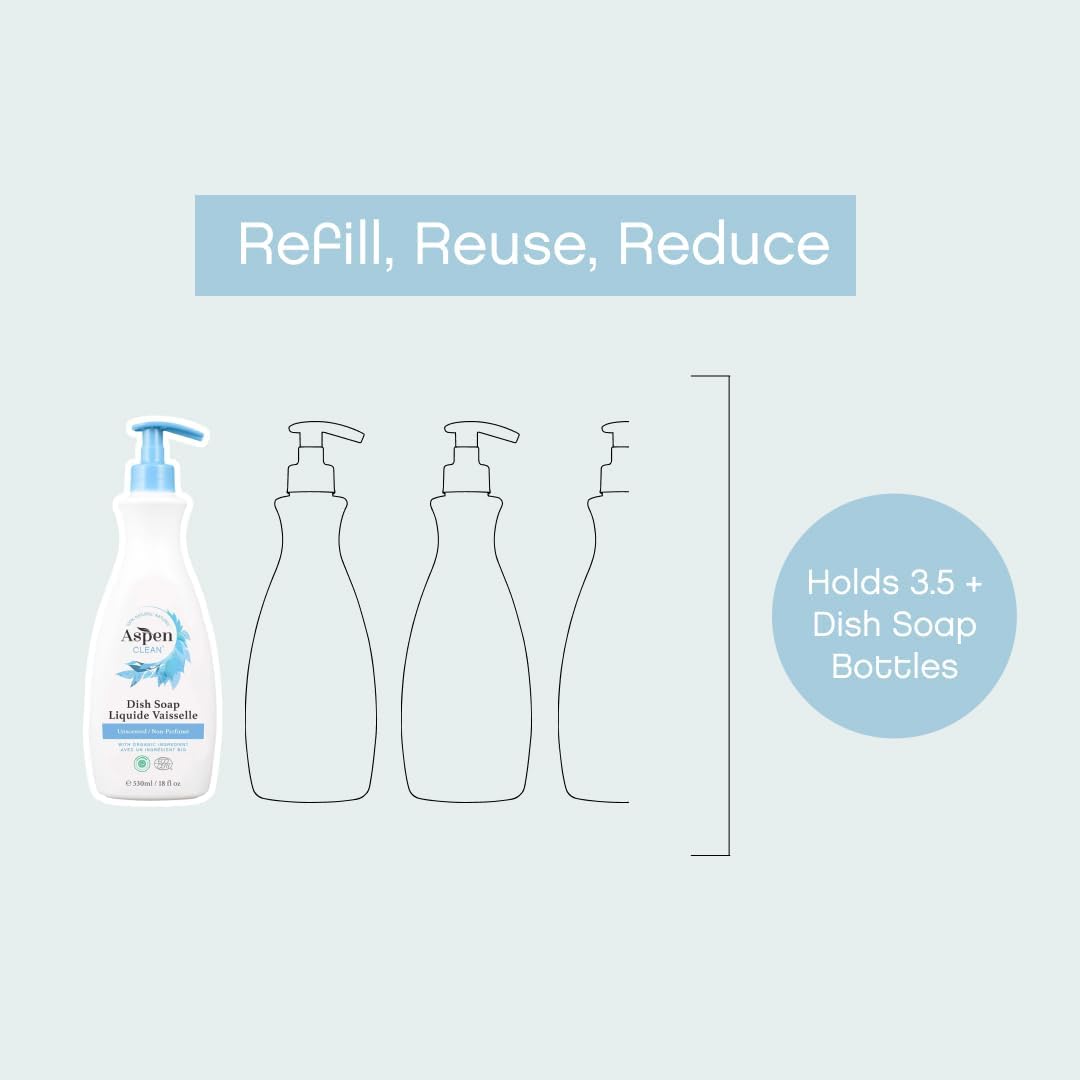 Natural Dish Soap and Refill Unscented - 100% Natural, Organic, Baby-Safe, Pet-Friendly, Vegan, Cruelty-Free, Biodegradable - EWG VERIFIED & EcoCert Certified - Image 4