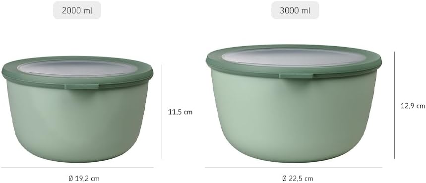 Mepal Cirqula 101oz/3,000ml Multi Food Storage & Serving Bowl with Transparent Lids | Perfect for Food Prep | Microwave & Dishwasher Safe | Nordic Lilac | Made in Holland - Image 4