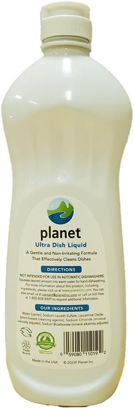 Planet Ultra Dishwashing Liquid, Free and Clear, 19 fl oz Bottles, Pack of 6 - Image 3