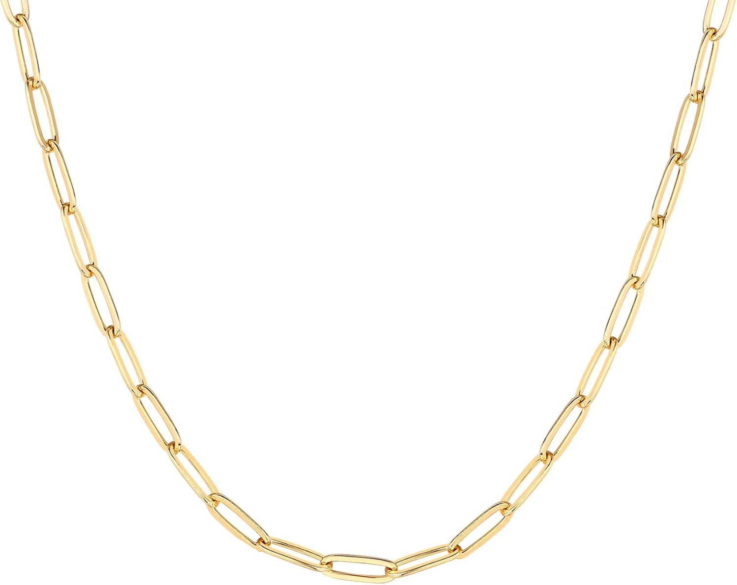 PAVOI 14K Gold Plated Curb Paperclip Box Sphere Bead Snake Herringbone and Figaro Chain Adjustable Necklace - Image 2