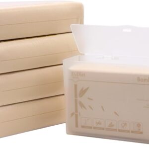 DrDirt Bamboo Multifold Paper Towels – Five-Fold Design, Sustainable, Soft and Absorbent Hand Towels for Bathroom,Home and Kitchen Use, Includes a Sturdy Plastic Tissue Box (5 Packs, 173 Sheets/Pack)