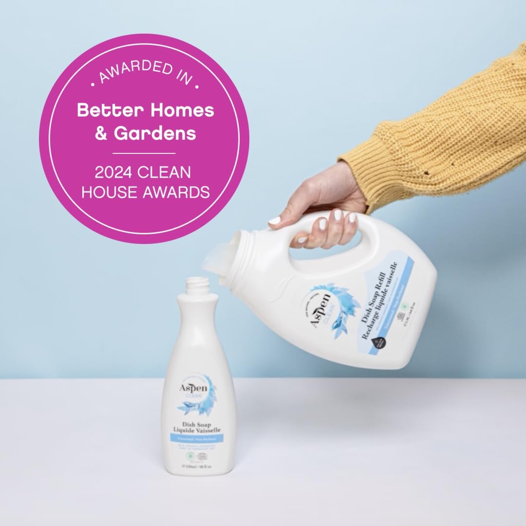 Natural Dish Soap and Refill Unscented - 100% Natural, Organic, Baby-Safe, Pet-Friendly, Vegan, Cruelty-Free, Biodegradable - EWG VERIFIED & EcoCert Certified - Image 6