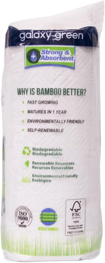 Galaxy Green Bamboo Paper Towels Earth Friendly, Strong 2 Ply Sheets, Sustainable, 24 Rolls - Image 4