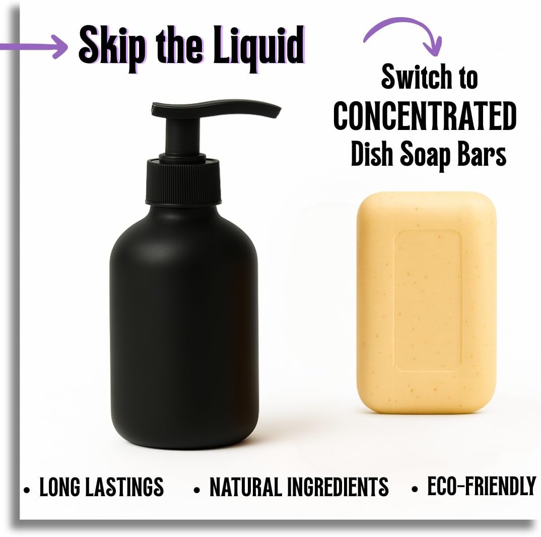 7 Big Dish Soap Bars | Essential Oil Formula | Natural Ingredients | Skin-Safe | Non-Toxic | Plastic-Free Packaging | Value Pack - Image 7