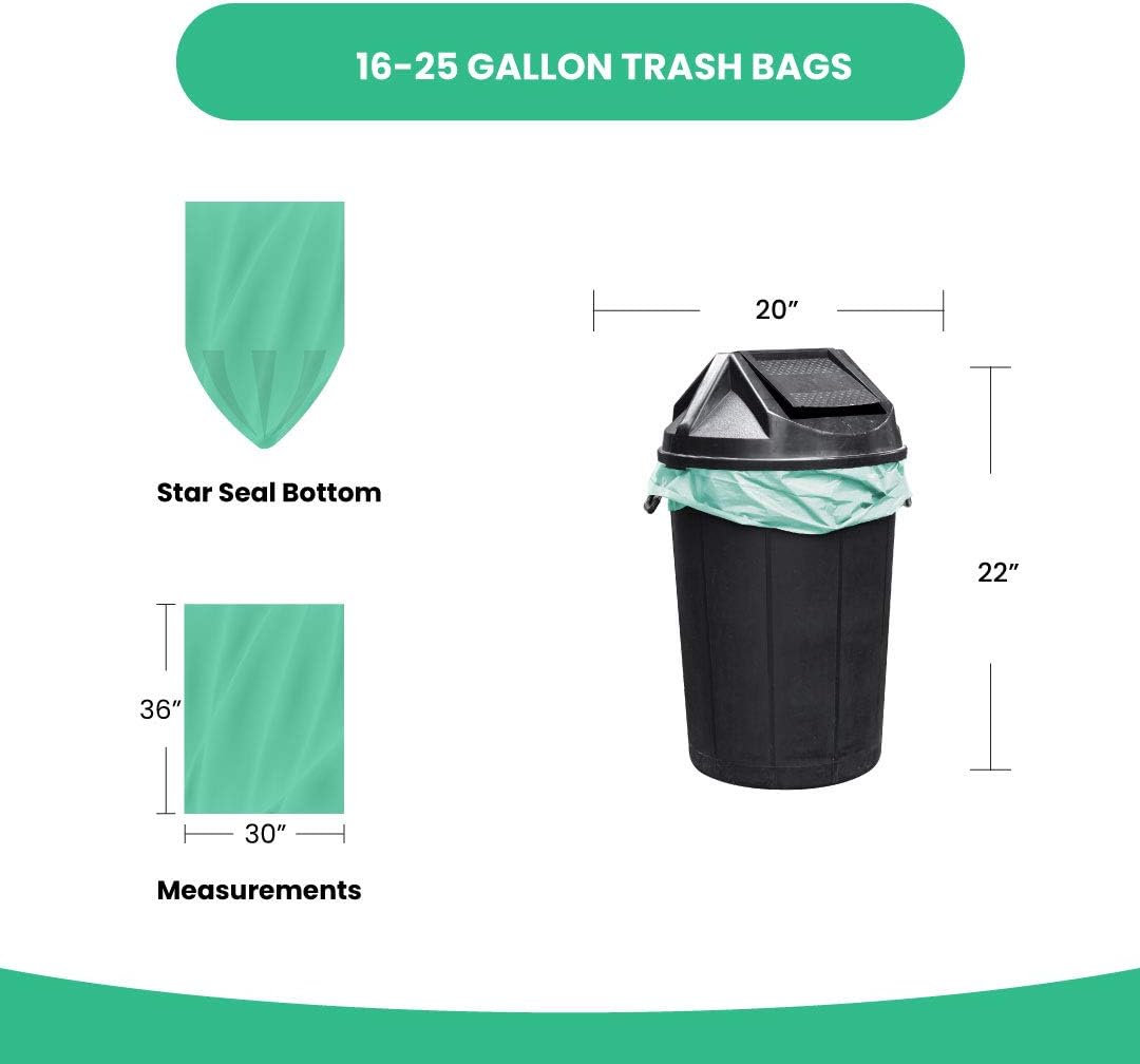 Reli. Compostable 16-25 Gallon Trash Bags | 100 Count Bulk | ASTM D6400 | Green | Eco-Friendly | For Compost - Image 5
