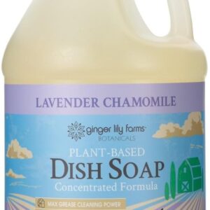 Ginger Lily Farms Botanicals Plant-Based Liquid Dish Soap, Concentrated Formula with Max Grease Cleaning Power, Cruelty-Free, Lavender Chamomile Scent, 1 Gallon Refill (128 Fl. Oz.)