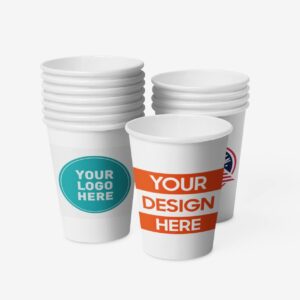 Cupslock Personalized Paper Cups – Custom Paper Cups for Hot and Cold Drinks – Coffee Cups for Shops, Office, Businesses – Sturdy and Reliable Custom Cups Personalized with Logo (12oz – 100 Pack)