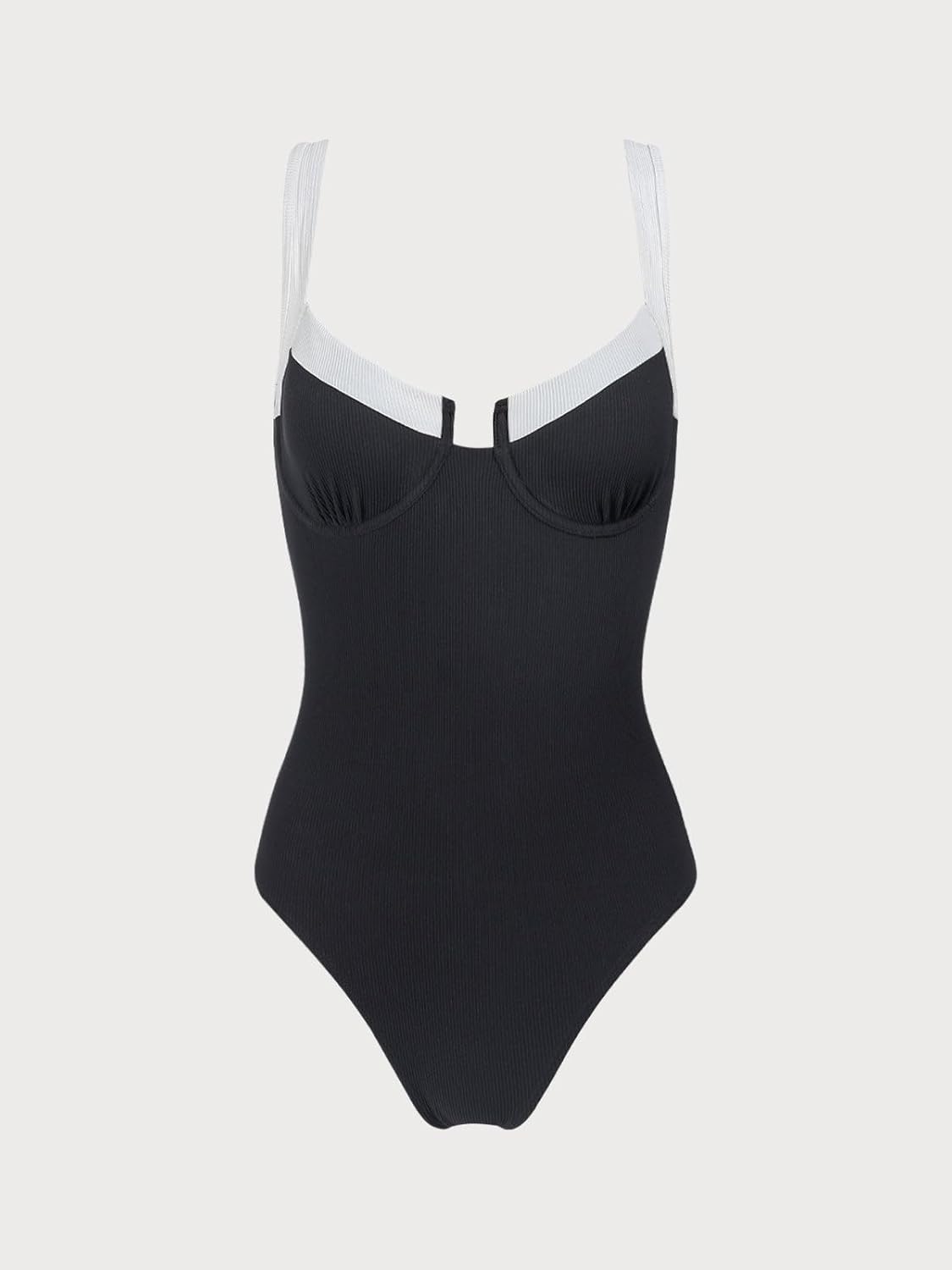 Women's Contrast Trim Knotted Slimming One-Piece Swimsuit Sexy Retro Bathing Suits - Image 5