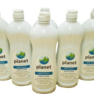 Planet Ultra Dishwashing Liquid, Free and Clear, 19 fl oz Bottles, Pack of 6