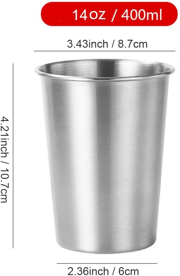 5 Pack Personalized Premium Stackable Stainless Steel Pint Cups - Durable Metal Tumblers for Travel & Outdoor Adventures (Silver, 400ml) - Image 2