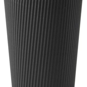 Restaurantware 20 Ounce Ripple Insulated Coffee Cups, 250 Double Wall Corrugated Tumblers, Leakproof, Sustainable Black Paper Design, Ribbed Surface, Secure Grip, Matching Lids Sold Separately