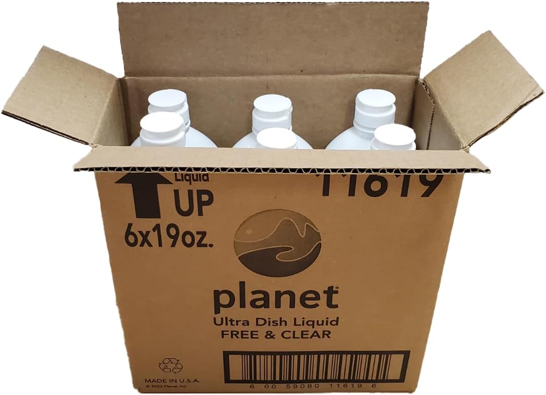 Planet Ultra Dishwashing Liquid, Free and Clear, 19 fl oz Bottles, Pack of 6 - Image 5