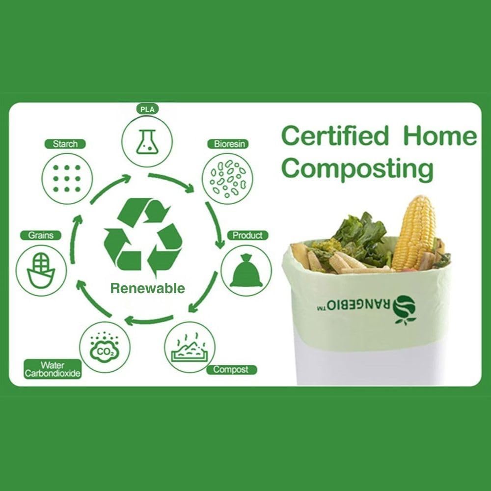 100% Home Compostable Trash Bags 13 Gallon Tall Kitchen, 50 Count, 0.9 Mil, Kitchen Compost Bags, Large Compostable Bags US BPI ASTM D6400 and OK Compost Home Certified - Image 4