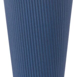 Restaurantware 20 Ounce Ripple Insulated Coffee Cups, 250 Double Wall Corrugated Tumblers, Sustainable Midnight Blue Paper Design, Ribbed Surface, Secure Grip, Matching Lids Sold Separately