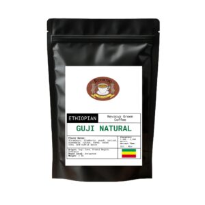 Ethiopian Guji Natural Green Coffee Beans – Unroasted Specialty Arabica | High-Altitude Grown | Fruit-Forward, Bold & Juicy Flavors | Home Roasting for Espresso, Pour-Over | 2lb/32 Ounces Bag