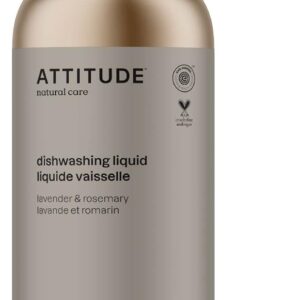 ATTITUDE Dish Soap, EWG Verified, Plant and Mineral-Based Ingredients, Vegan and Cruelty-free Household Products, Lavender and Rosemary, 16 Fl Oz