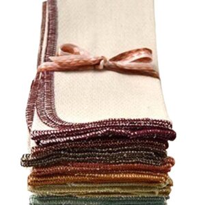 Gina’s Soft Cloth Shop 2 Ply 11×12 Inches Natural Unbleached Birdseye Paperless Towel Set of 10 Assorted Earthtone Colors- Proudly Made in the USA!