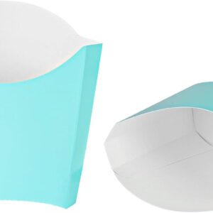 Restaurantware Bio Tek 4.5 x 3.2 x 3.9 Inch French Fry Cup 100 Disposable Snack Cups – Stackable Sustainable Turquoise Paper 3 Ounce Fry Holder For Fries Onion Rings Popcorn or Cookies