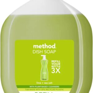 Method Gel Dish Soap Refill, Lime + Sea Salt Scent, Powerful Cleaning Formula, Large Refill Tub, Biodegradable Formula, Cuts Through Grease, 54 Fl Oz