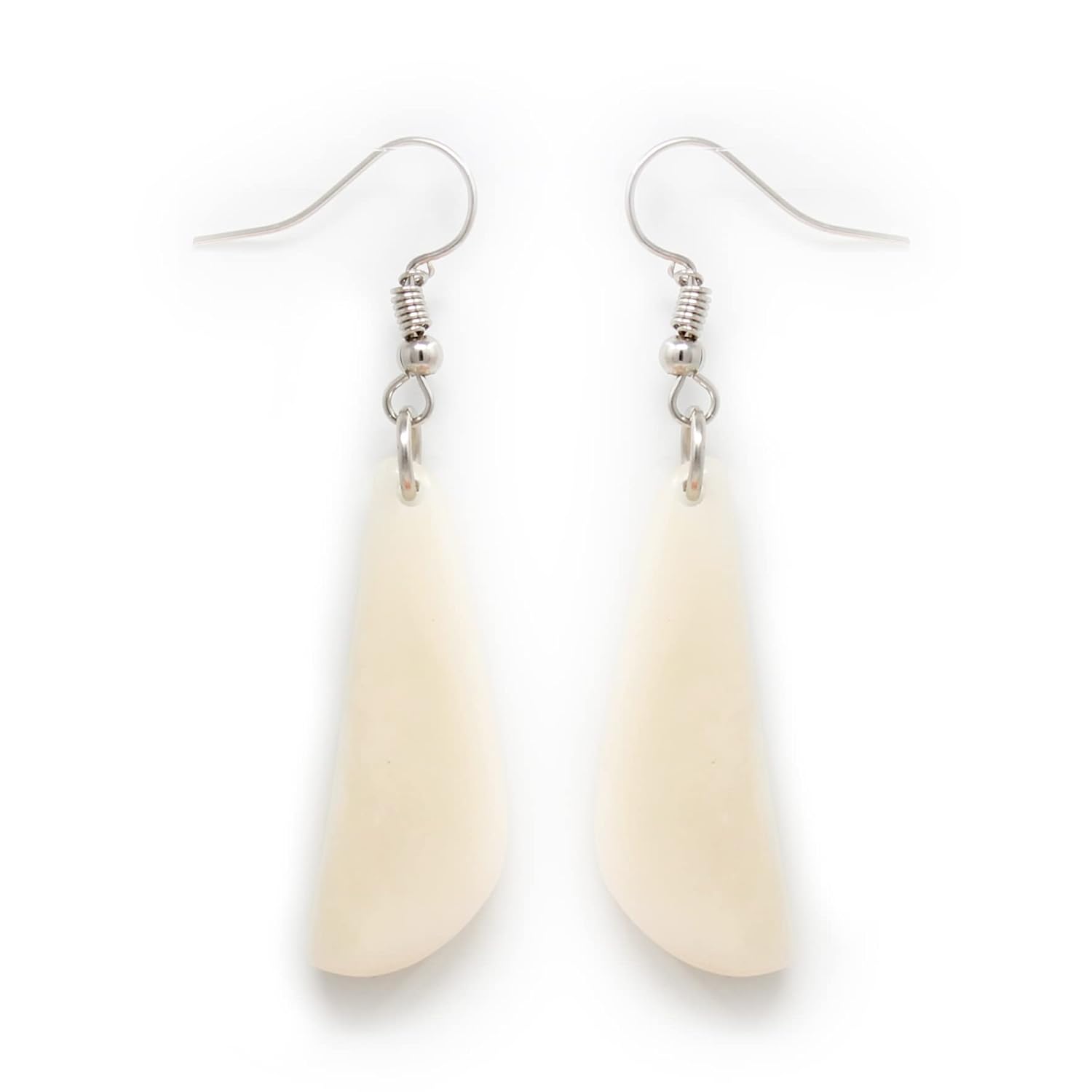 Tagua Nut Earrings Slivers Handmade Fair Trade, Lightweight by Florama Natural Jewelry (Ivory White) - Image 5