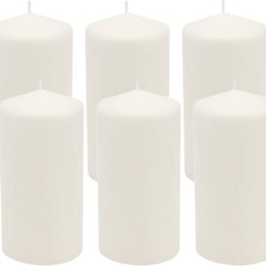 Stonebriar Unscented White Tall Pillar Candles, 65 Hour Burning Candle Pillars, Perfect for Decor, Weddings, Emergencies 3″ X 6″, 6 count