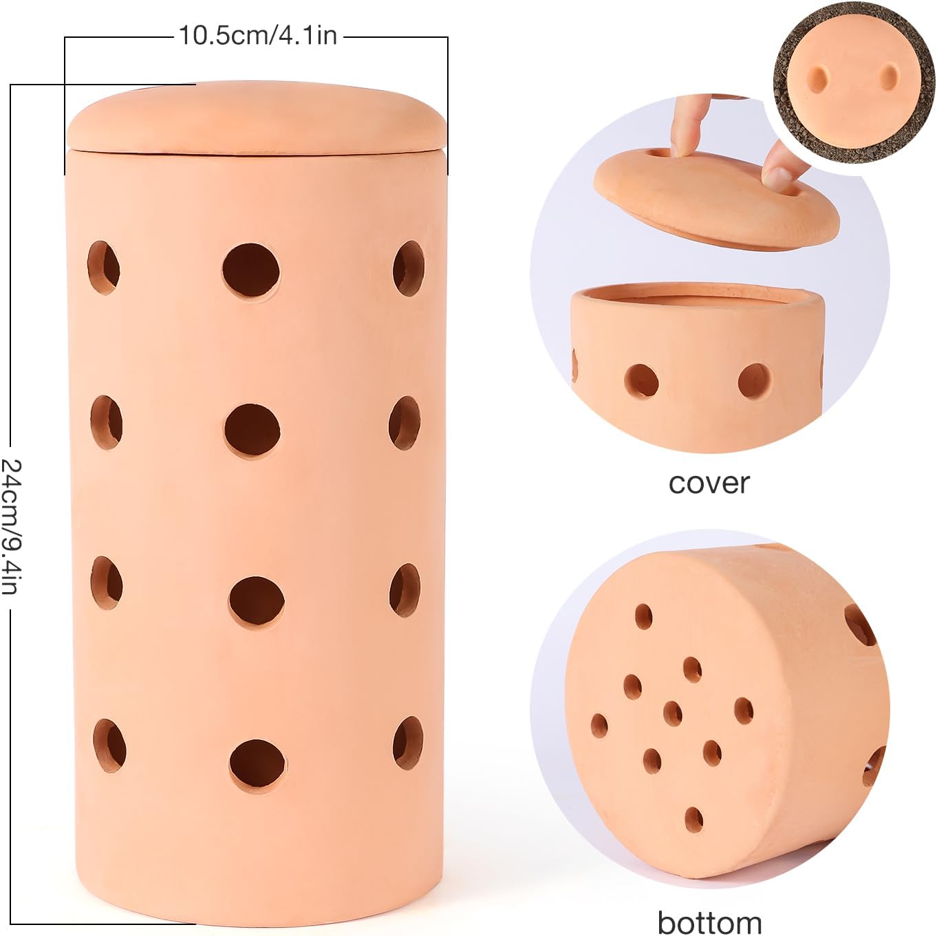 Underground Worm Farm Clay 10Inch Garden Composting bin Ceramics Outdoor Gardening from Kitchen Food Waste with Holes Systems Sustainable Worm Composter for Raised Garden Beds at Home - Image 3
