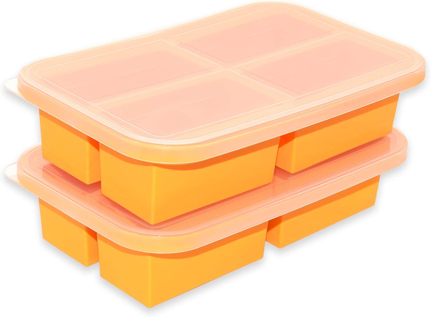 Bangp 1-Cup Silicone Freezer Trays with Lid,2 Pack,Easy-Release Silicone Freezing Tray for Soup Ice Cubes,Soup Freezer Molds,Freeze & Store Broth,Sauce,Leftovers - Makes 8 Perfect 1 Cup Portions - Image 2