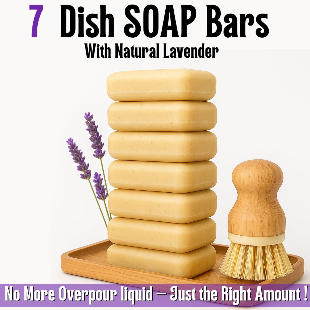 7 Big Dish Soap Bars | Essential Oil Formula | Natural Ingredients | Skin-Safe | Non-Toxic | Plastic-Free Packaging | Value Pack - Image 2