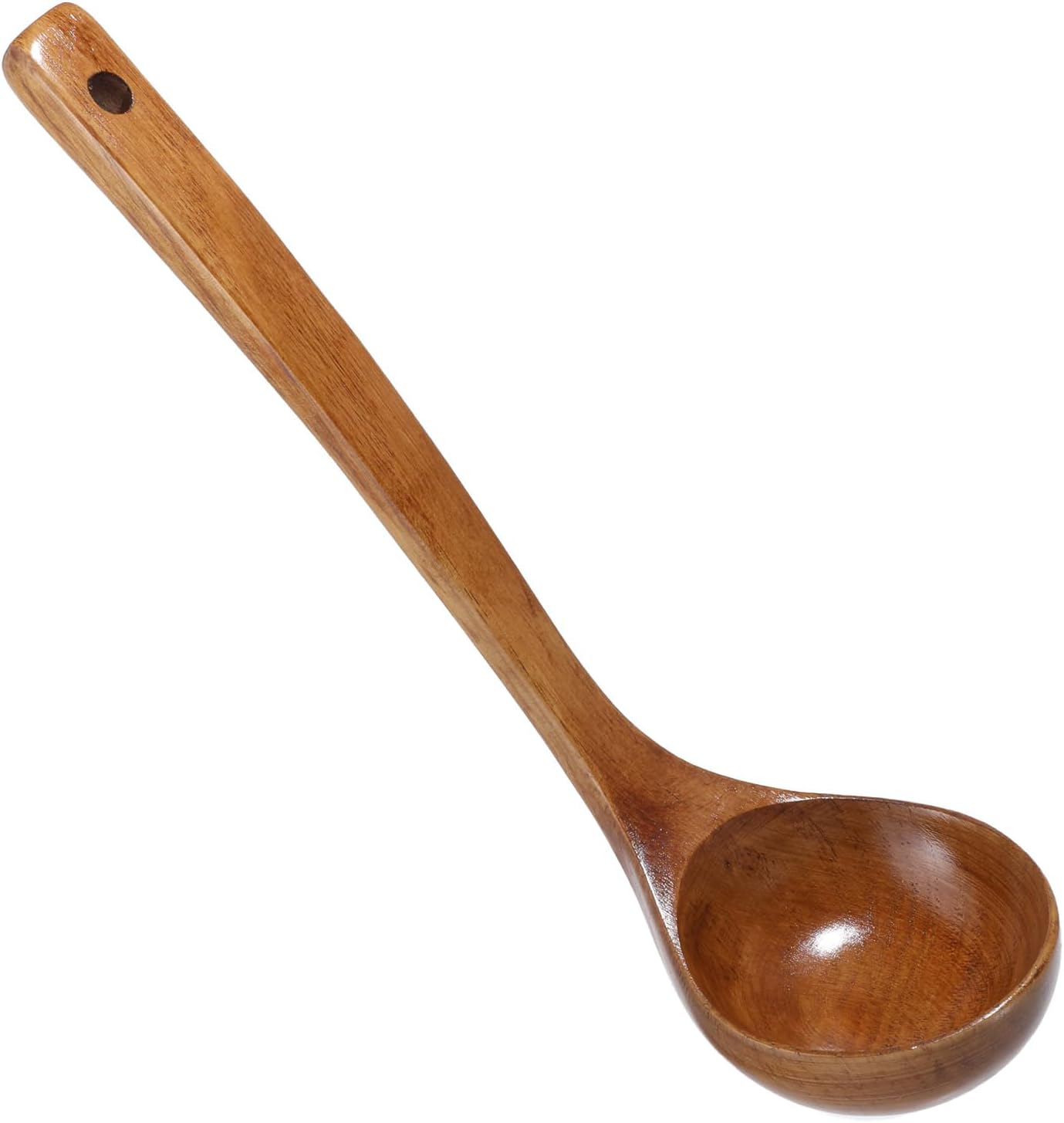 Wooden Ladle, 11" Long Handle Soup Ladle Spoon Large Kitchen Wooden Scoop Deep Teak Wood Spoon Utensil for Cooking Serving Cookware, Sustainable Natural Texture - Image 2
