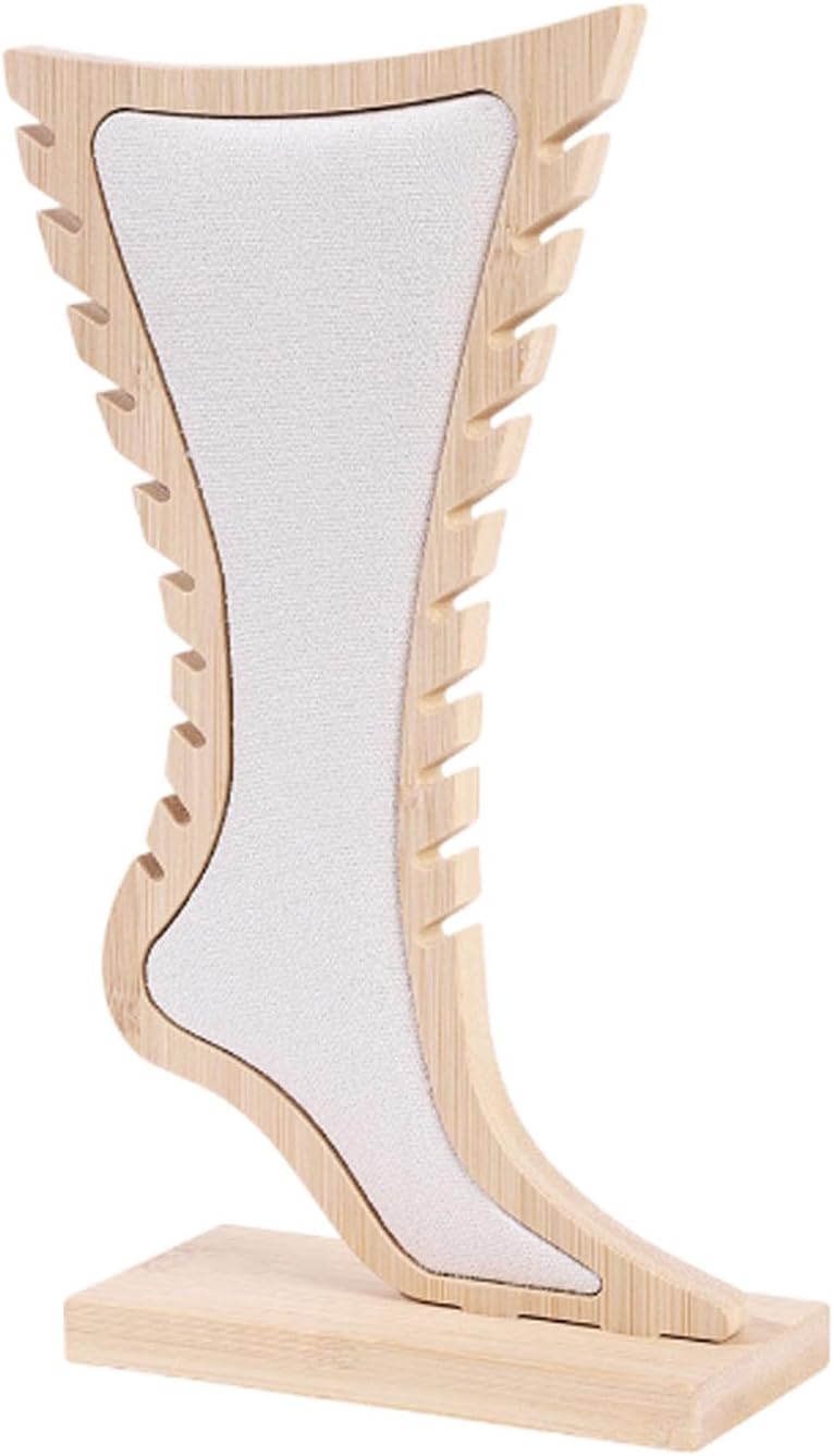 TANG SONG Bamboo Foot-Shaped Jewelry Stand Necklace & Earring Holder for Home Display(White) - Image 2