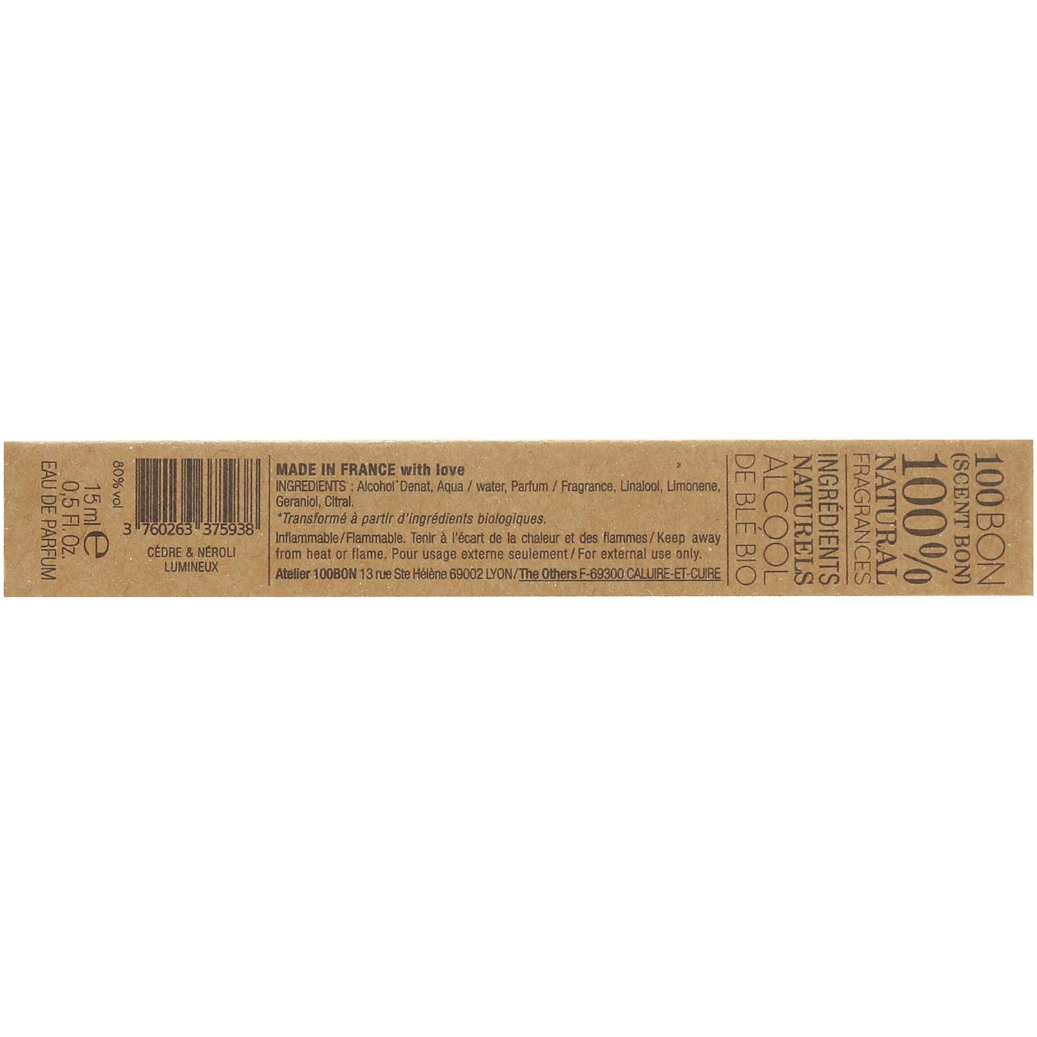 100BON Cedre & Neroli Lumineux Unisex Fragrance - Neroli & Cedar Scent - Organic, Natural & Light Woody Aroma - 0.5 Fl Oz - Image 5