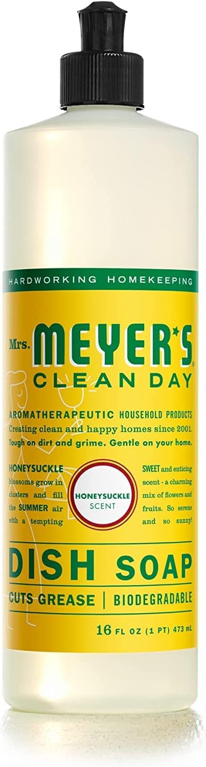 MRS. MEYER'S CLEAN DAY Dish Soap Variety Pack Includes 1 Lemon Verbena, 1 Basil 1 Honeysuckle Dish Soap 16 fl oz. Each - Image 3