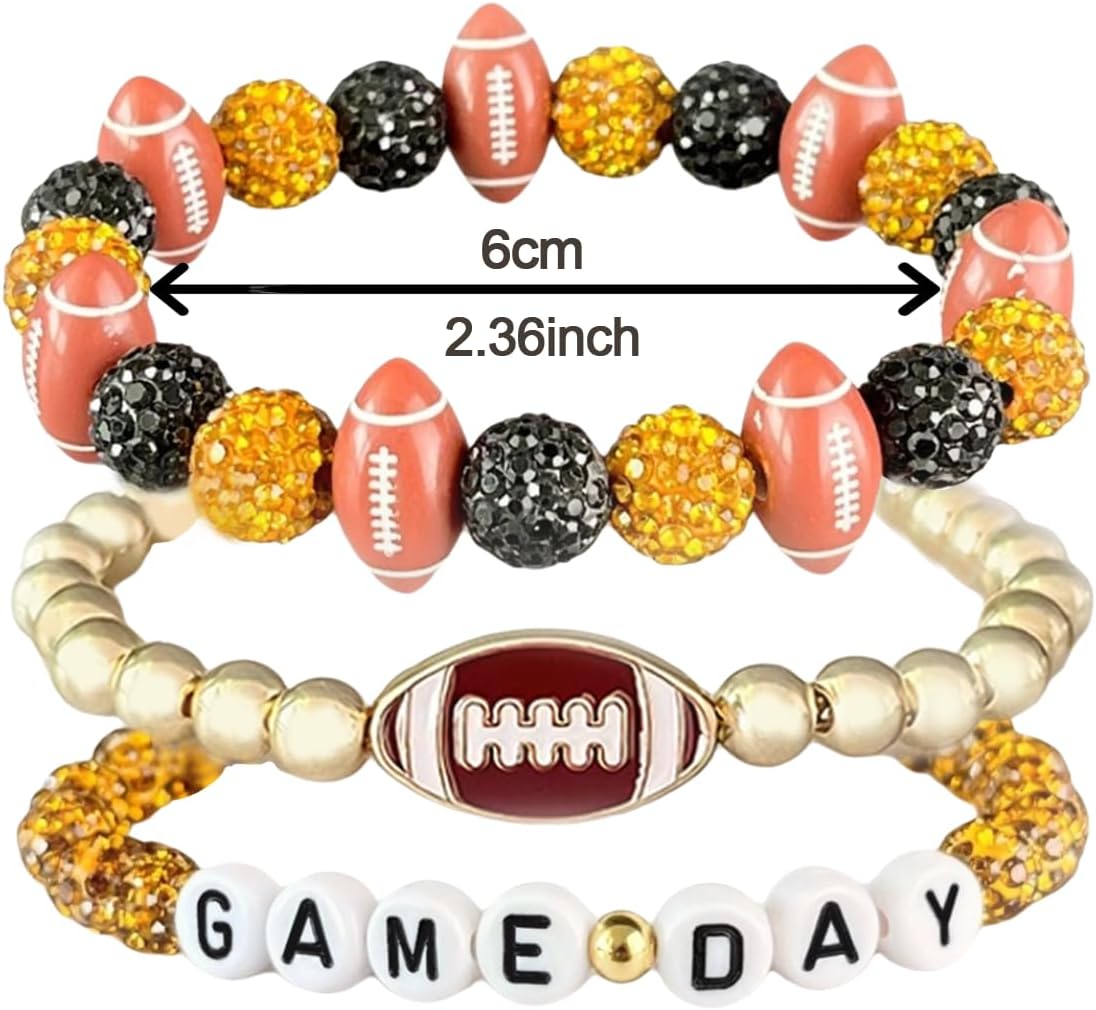 Game Day Football Beaded Stretch Bracelets for Women 3-Pack, Stackable Sports Jewelry Gifts for Football Mom, Team Spirit Accessories - Image 5