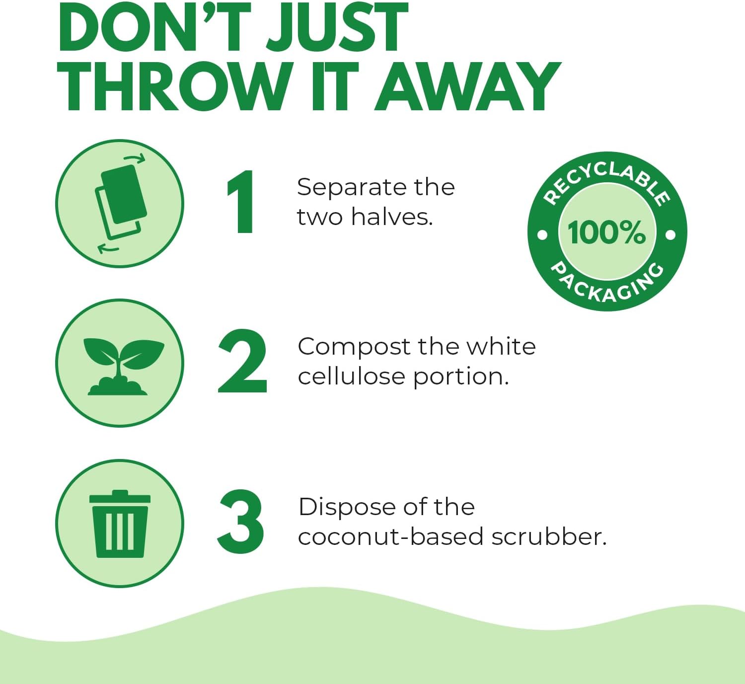 10 Pack Biodegradable Natural Kitchen Sponge - Compostable Cellulose and Coconut Walnut Scrubber Sponge - Eco Friendly Sponges for Dishes - Image 6