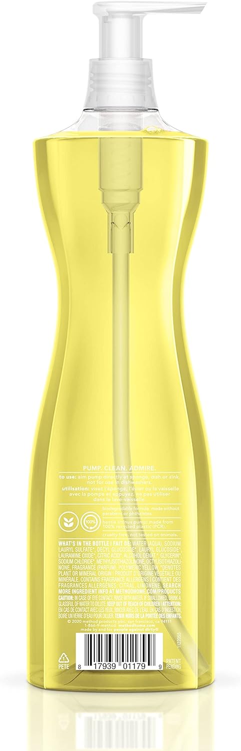 Method Gel Dish Soap, Lemon Mint, Biodegradable Formula, Tough on Grease, 18 Fl Oz (Pack of 1) - Image 2