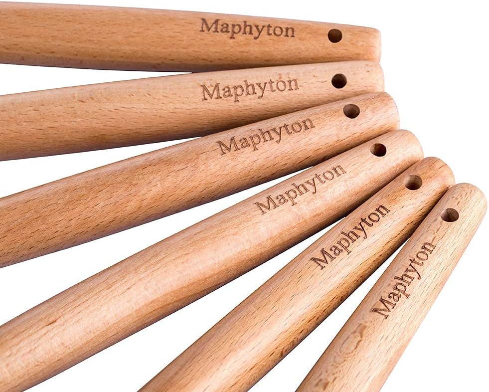 Mapthon Silicone Cooking Kitchen Utensils Set 6 PCS with Wooden Handle for Non-Sticker Cookware Heat-Resistant Kitchen Gadgets Serving Spoons, Slotted Turner, Spatula, Spaghetti Server(Grey) - Image 6