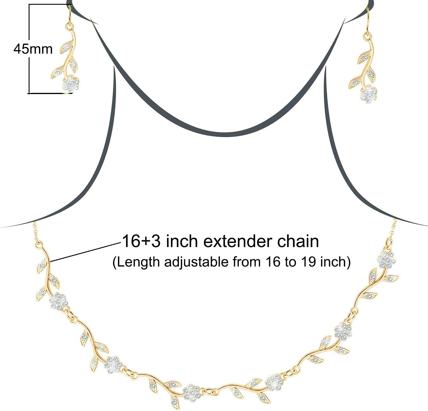 Bridesmaid Gift Jewelry Sets of 1 4 6 7 8 for Wedding,Pave Crystal Simulated Diamond Leaf Flower Jewelry Set for Bridesmaid - Image 6