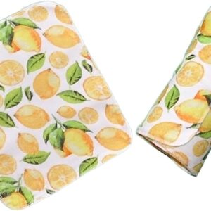 Reusable Paper Towels Washable, (15 Pack) Lemon Print Kitchen Paper Towels for spills. 100% Cotton Flannel Towels. Easy to Use Green Eco Friendly, No Waste, Sustainable