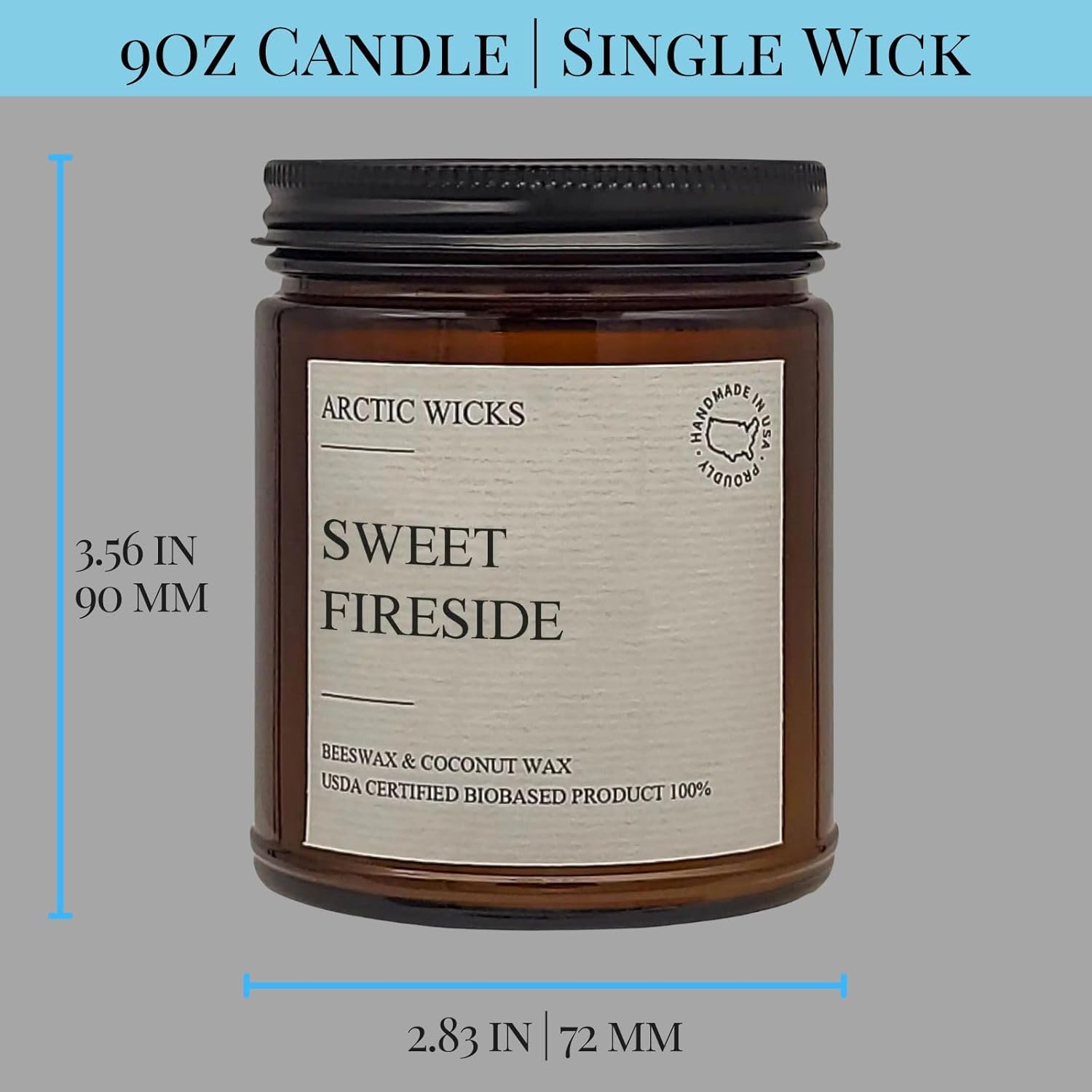 Sweet Fireside Candles | Arctic Wicks 9oz Coconut & Beeswax Candles | Amber Sweet Scented Fireside Candles for Fall, Winter, Holidays, Gifts, Non-Toxic, Sustainable | USDA Certified 100% Biobased - Image 3