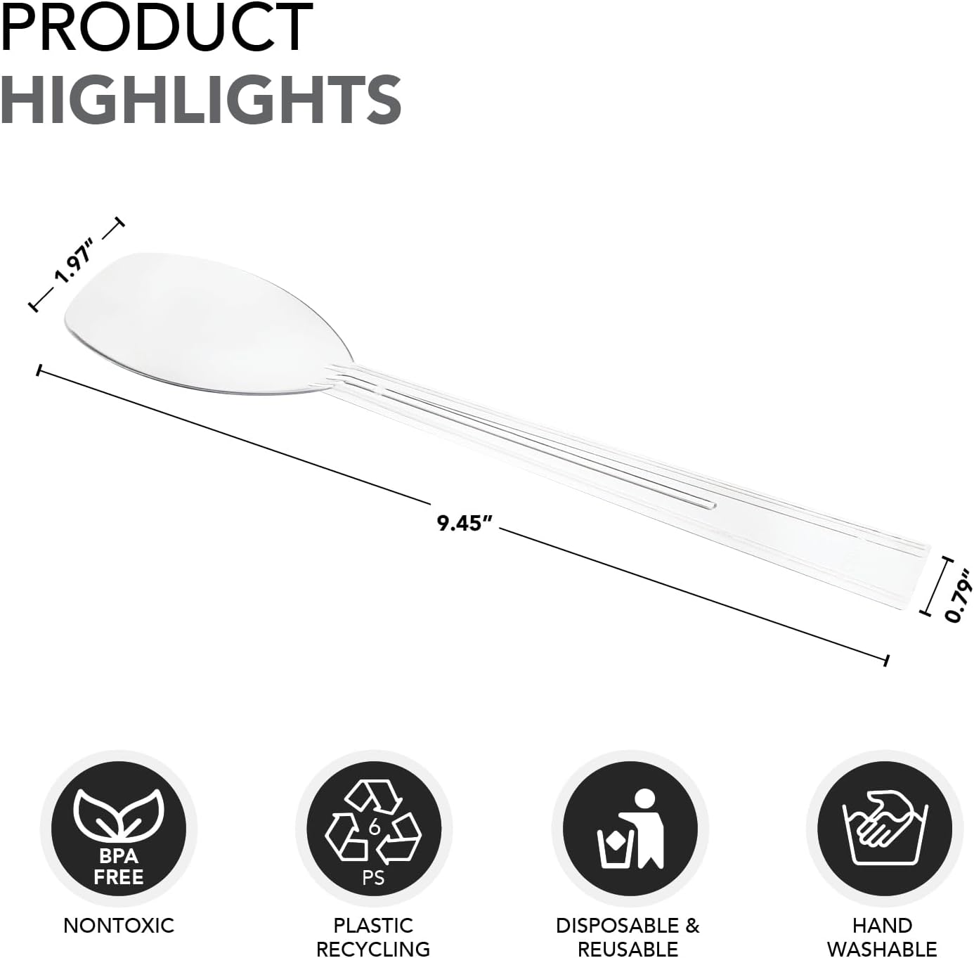 Party Essentials Plastic Party Buffet Serving Utensils Kit, Spoons/Forks/Tongs, 20-Piece, Clear - Image 5