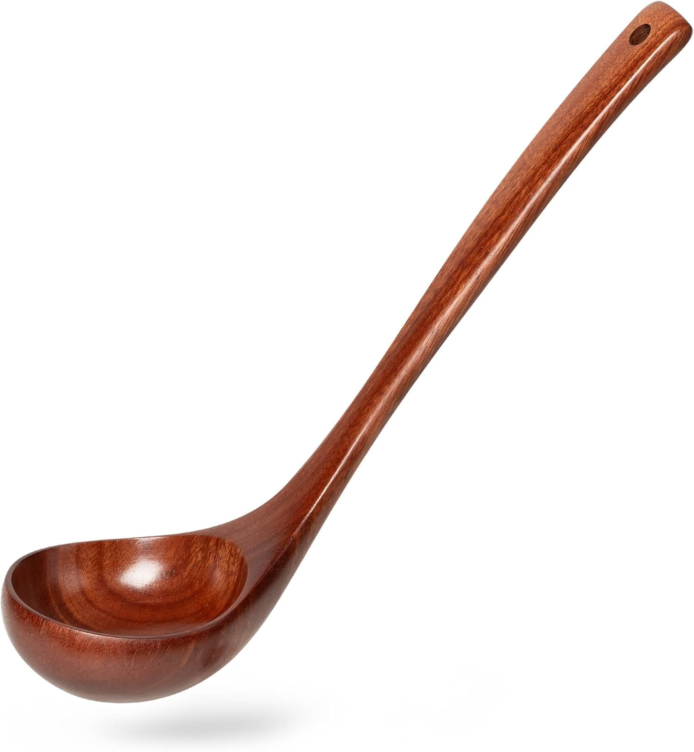 Wooden Soup Ladle, 10.8" Handle, 1.6 fl oz Medium Scoop Utensil for Serving & Cooking, Red Wooden Ladle – Wood Spoon for Soup Natural and Sustainable - Image 2