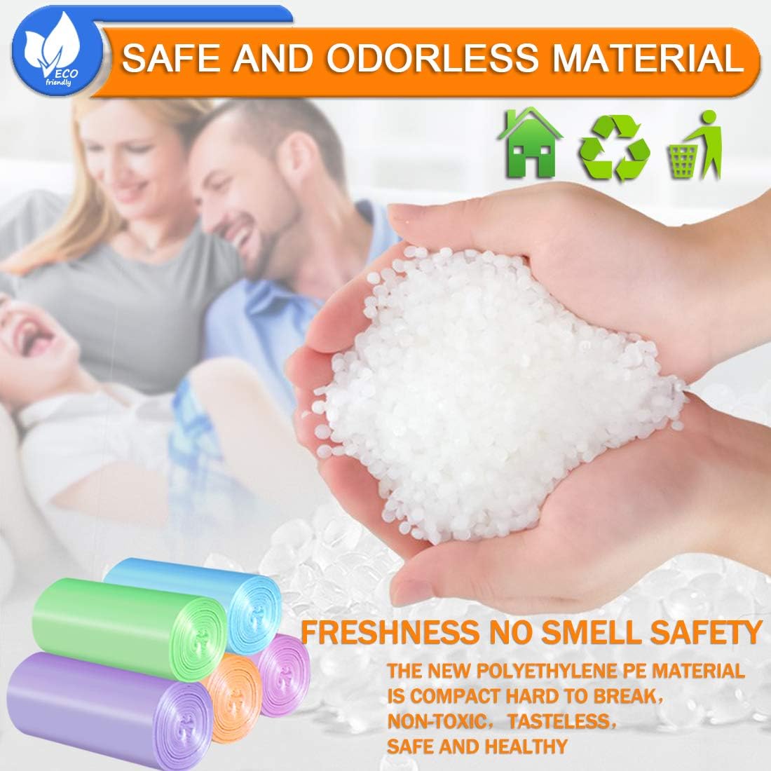 Small Garbage Bags 2.6 Gallon Colorful Biodegradable Trash Bags,120 Counts Bathroom Garbage Bags Unscented Wastebasket Liners for Office, Bedroom,Living Room 7-10L - Image 6